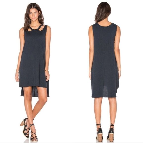 Revolve LNA Aura Dress Mini T-shirt Cut Out Hi Low Asymmetric Hem Cotton - Picture 3 of 15